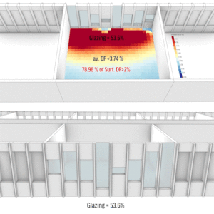 Datamorphoz - Computational design. Visualisation du facteur lumière jour : vidéo de plusieurs scénarios de façades avec la simulation du FLJ